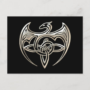 Postal Plata Y Dragón Negro Trine Celtic Knots Art