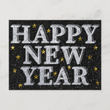 Plata y Oro Feliz Año Nuevo Brillo