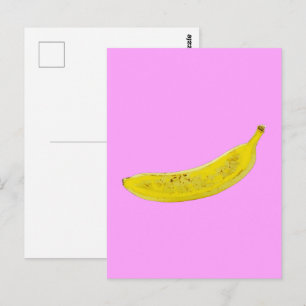 Postal Plátano Arte Pop Fondo Rosa