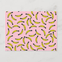 Plátanos de acuarela pintados a mano y rosa