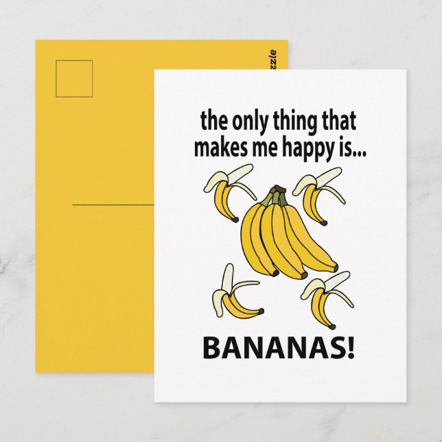 Postal Plátanos Fruta Divertidos Plátanos (Anverso / Reverso)