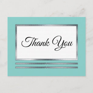 Postal Plateado   Aqua Modern Simple Elegant Gracias