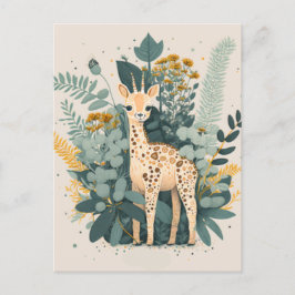 Postal Platos de papel de jirafa floral linda