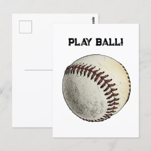 Postal Play Ball Baseball Sketch - Deportes Batup