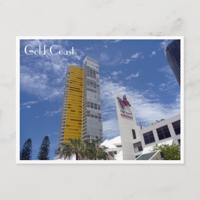 Postal playa ancha de costa dorada (Anverso)