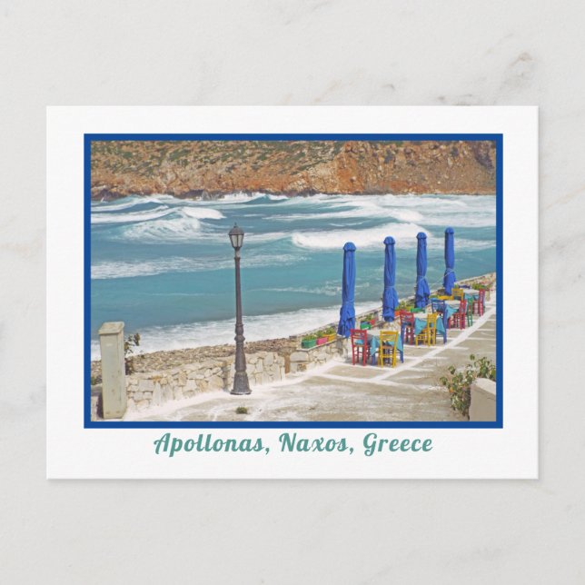 POSTAL PLAYA APOLLONAS, ISLA NAXOS, GRECIA (Anverso)