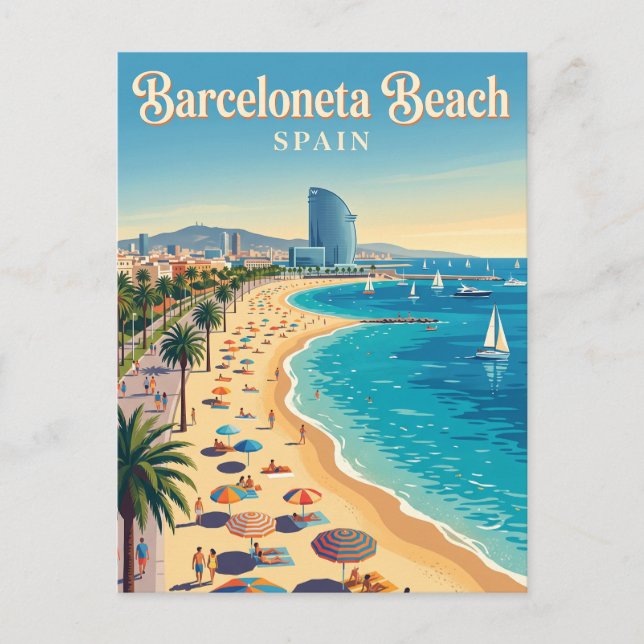 Postal Playa Barceloneta España (Anverso)