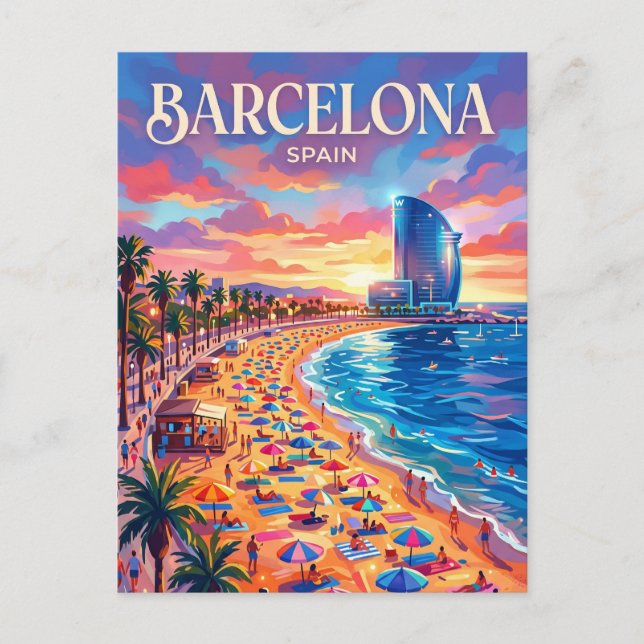 Postal Playa Barceloneta España (Anverso)