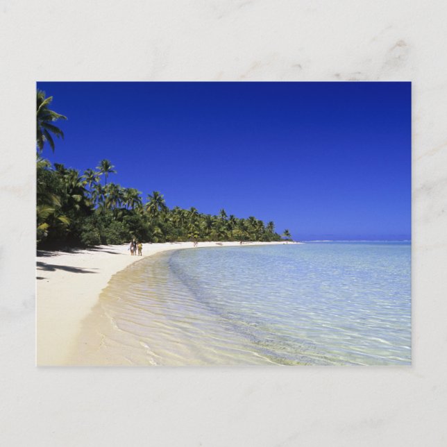 Postal Playa bordeada de palmeras Islas Cook 8 (Anverso)