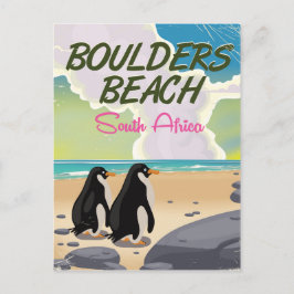 Postal playa boulders Sudáfrica cartel de viaje de dibujo