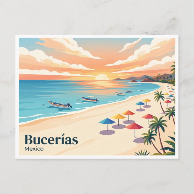 Postal Playa Bucerías México (Anverso)