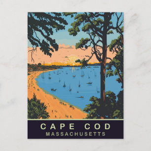 Postal Playa Cape Cod, Massachusetts, Viajes Antiguos