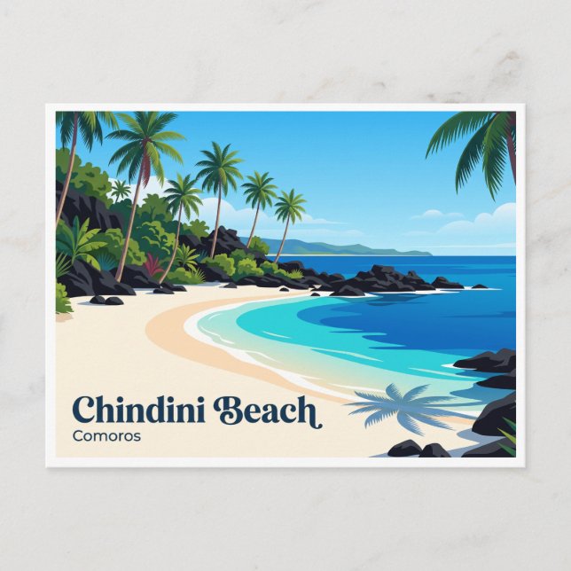 Postal Playa Chindini Comoras (Anverso)