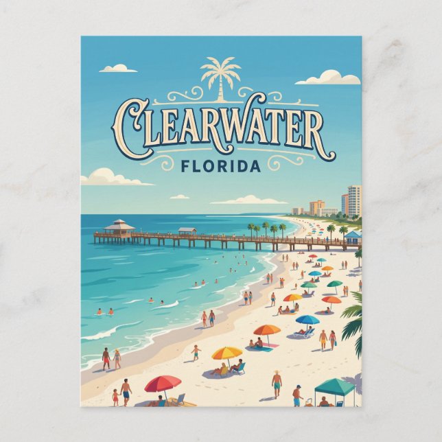 Postal Playa Clearwater EE. UU. (Anverso)