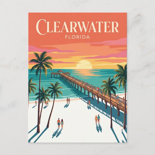 Postal Playa Clearwater EE. UU. (Anverso)