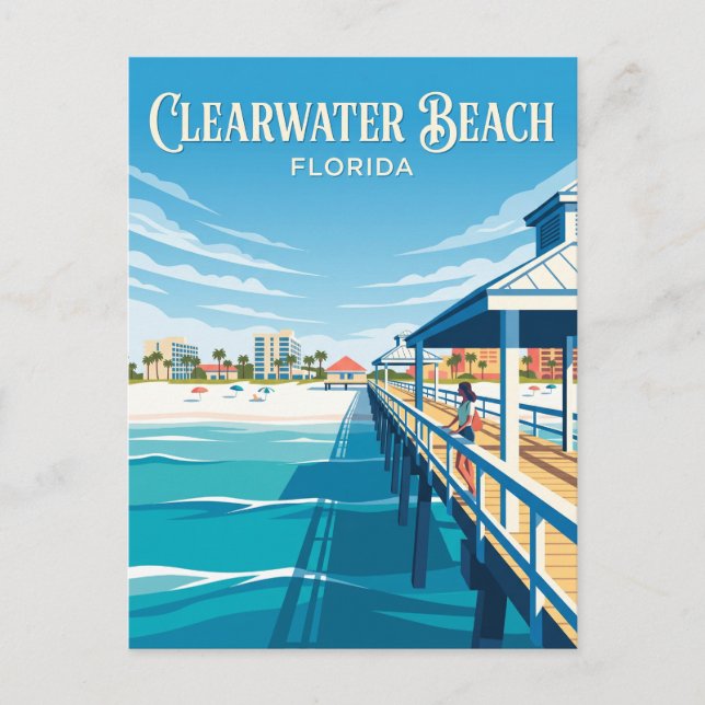 Postal Playa Clearwater EE. UU. (Anverso)