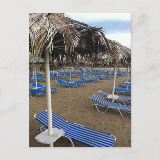 Postal Playa con camas (Anverso)