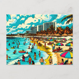 Postal Playa con un ambiente de Pop Art