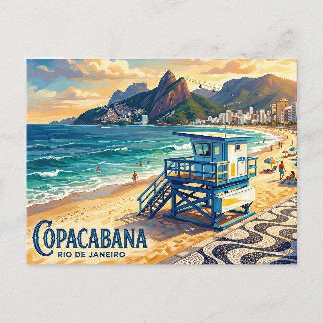 Postal Playa Copacabana Brasil (Anverso)