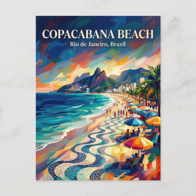 Postal Playa Copacabana Brasil (Anverso)