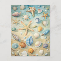 Playa costera de Seashells Starfish Arte Náutico