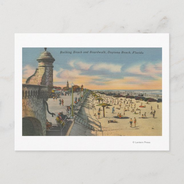 Postal Playa Daytona, FL - Vista de paseo marítimo de la  (Anverso)