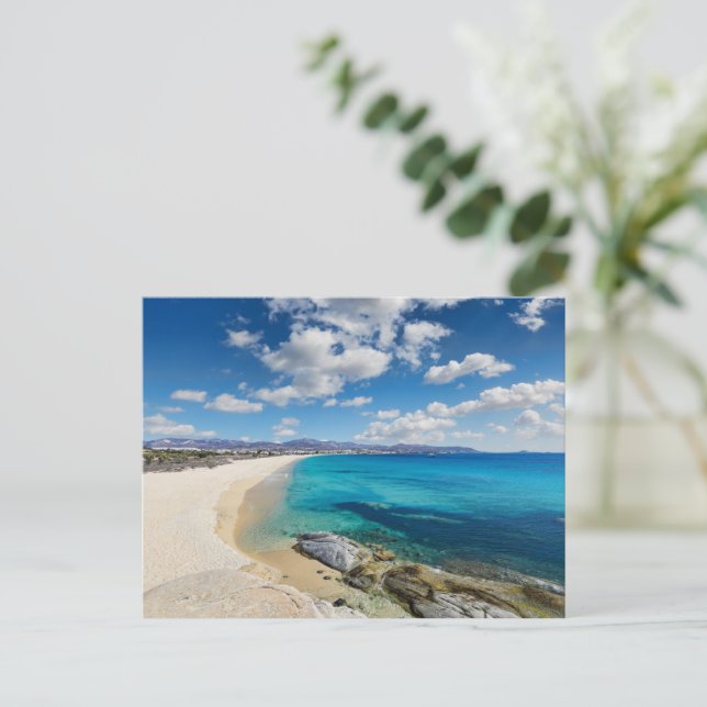 Postal Playa de Agios Prokopios en la isla de Naxos, Grec (Anverso de pie)