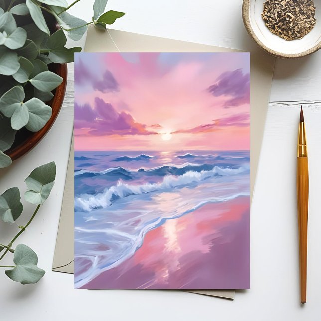 Postal Playa de Algodón de Azúcar | Pintura de Olas del O (Subido por el creador)
