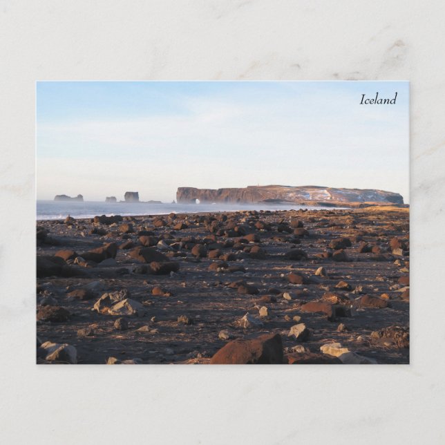 Postal Playa de arena negra de Islandia (Anverso)