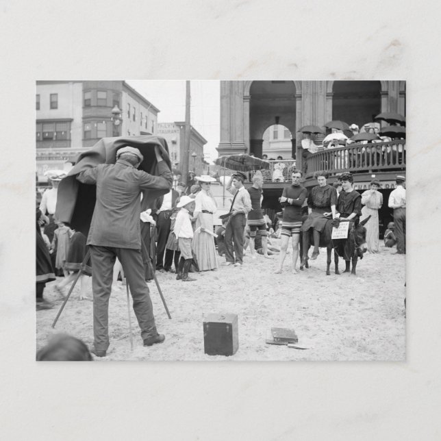Postal Playa de Atlantic City, años 1890 (Anverso)