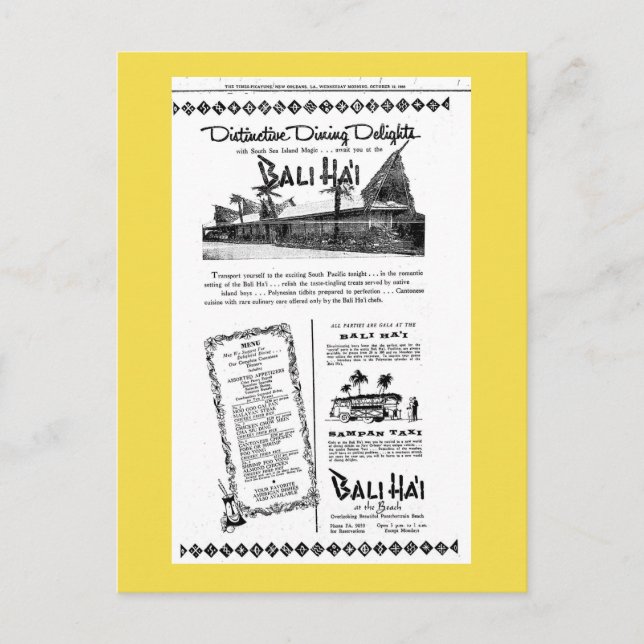 Postal Playa de Bali Hai Pontchartrain (Anverso)