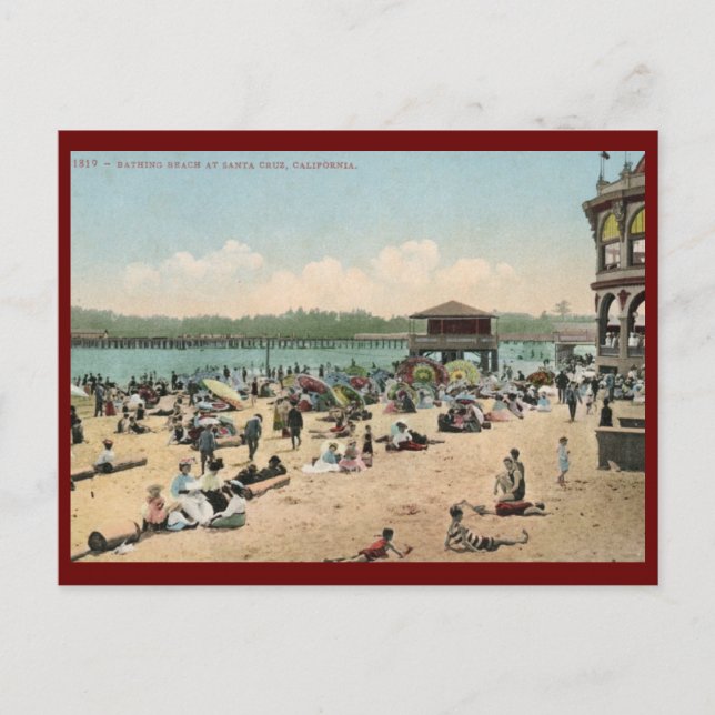Postal Playa de baño, Santa Cruz CA Vintage (Anverso)