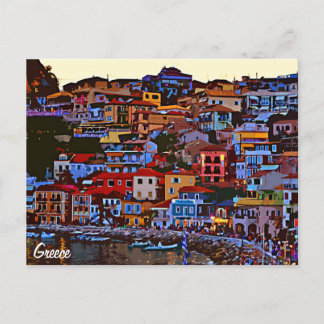 Postal Playa de construcción de colores en Grecia
