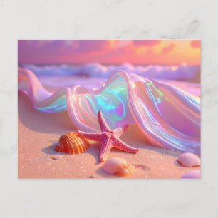 Postal Playa de Ensueño Fantástica con Estrella de Mar Ro