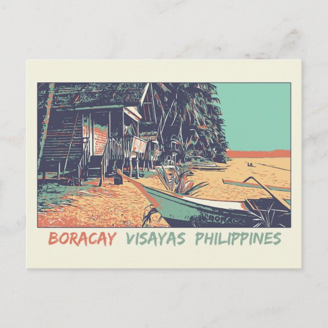 Postal Playa de Filipinas, Boracay en las islas Visayas (Anverso)