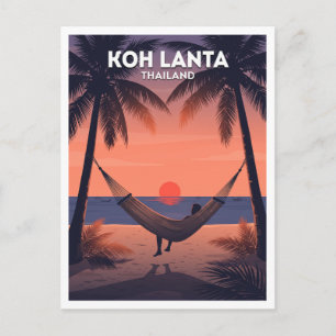 Postal Playa de hamacas al atardecer en Koh Lanta Saladan