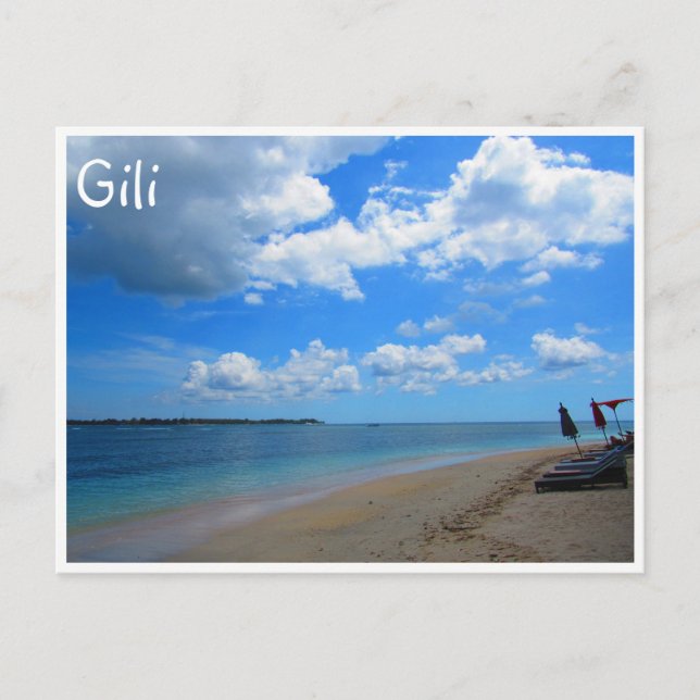 Postal playa de isla gili (Anverso)