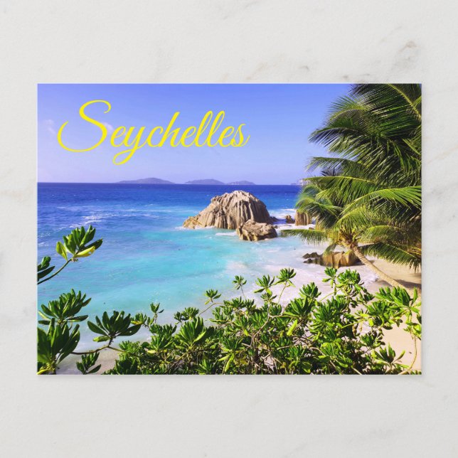Postal Playa de Isla Tropical de Seychelles (Anverso)