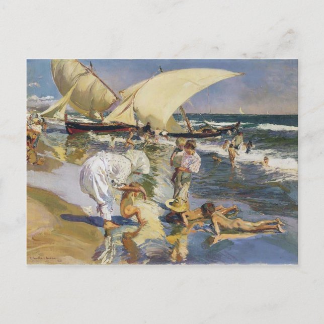 Postal Playa de Joaquín Sorolla- Valencia en luz de la (Anverso)