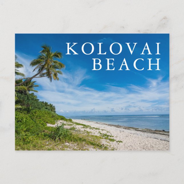 Postal Playa de Kolovai, rodeada de palmeras (Anverso)