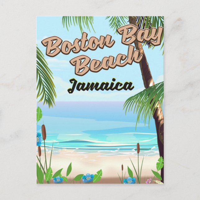Postal playa de la bahía de Boston, Jamaica (Anverso)
