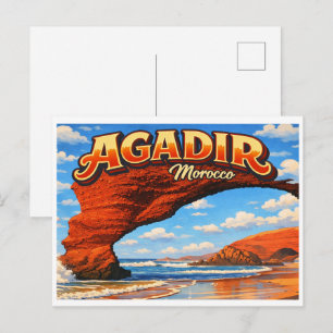Postal playa de la ciudad de Legzira Agadir recuerdos de 