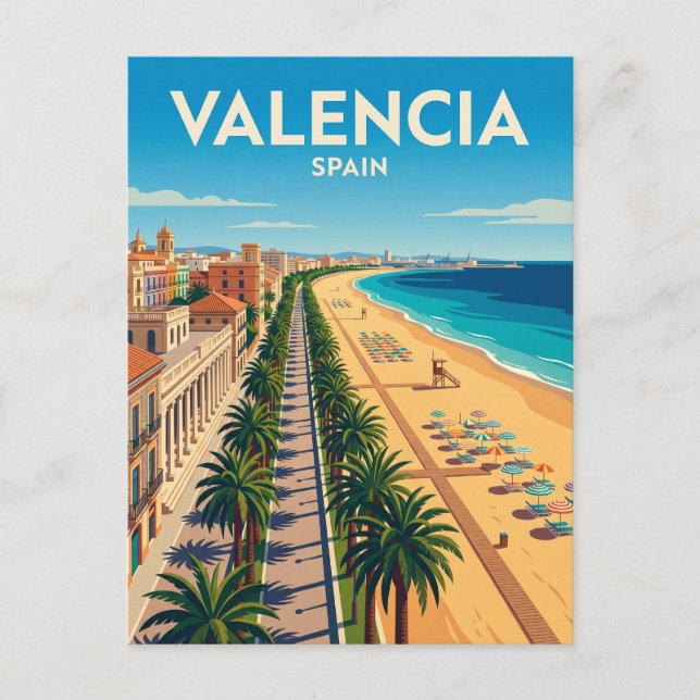 Postal Playa de la Malvarrosa España (Anverso)