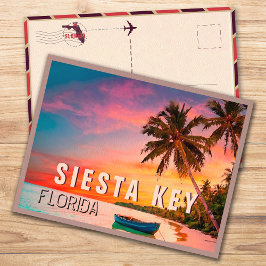 Postal Playa de la Siesta Key Florida Tropical Palm Tree 