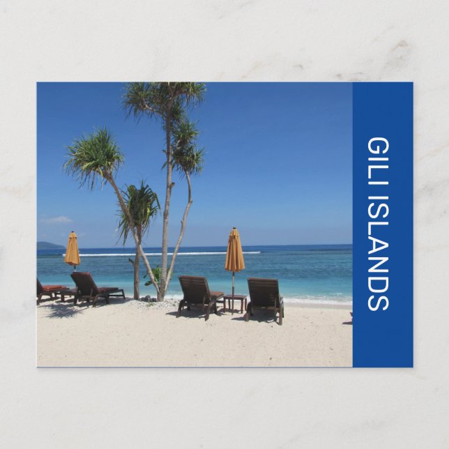Postal Playa de las Islas Gili Indonesia (Anverso)