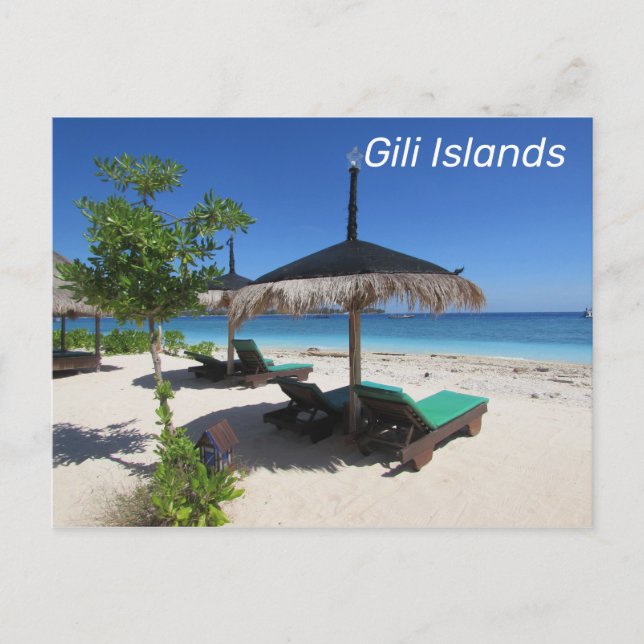 Postal Playa de las Islas Gili Indonesia (Anverso)