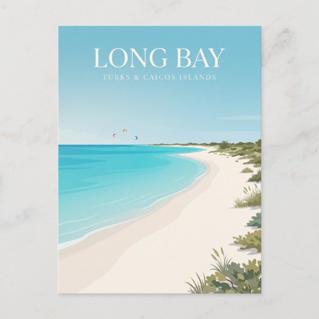 Postal Playa de Long Bay Islas Turcas y Caicos (Anverso)