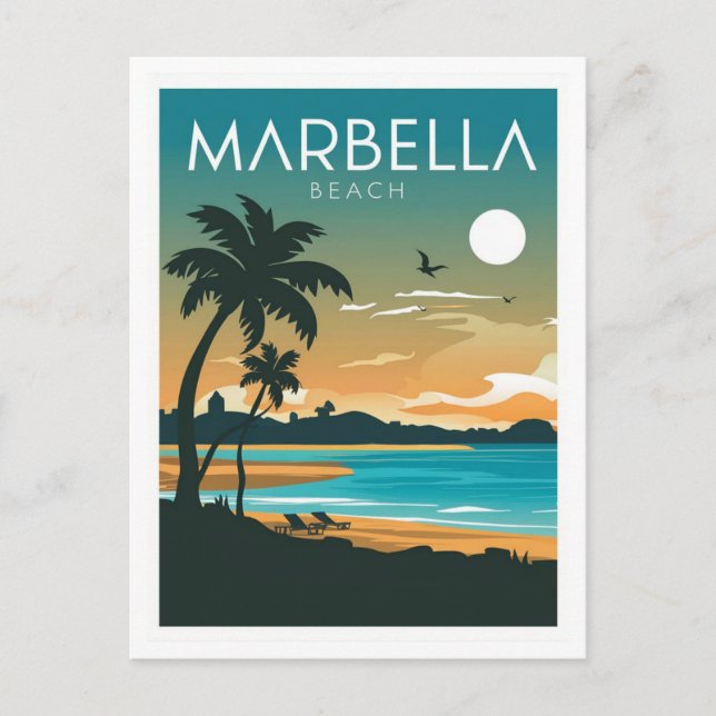 Postal Playa de Marbella (Anverso)
