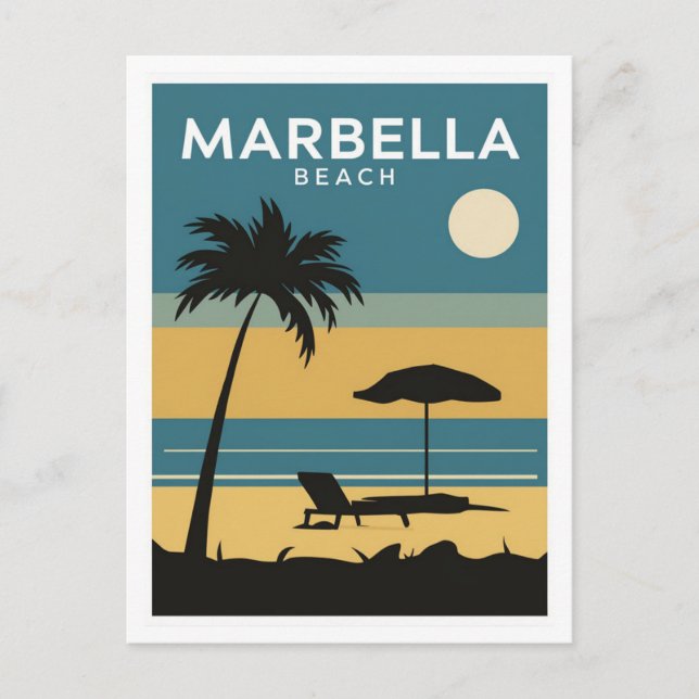 Postal Playa de Marbella (Anverso)