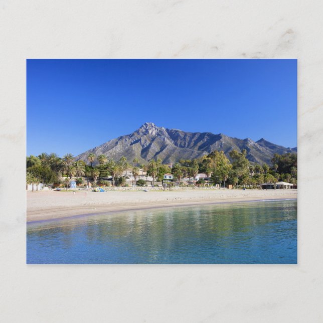 Postal Playa de Marbella en Costa del Sol en España (Anverso)